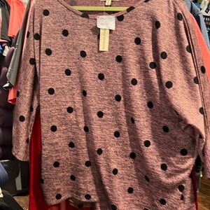 Women's medium Sleeve Polka Dot Tee - Pink/Black